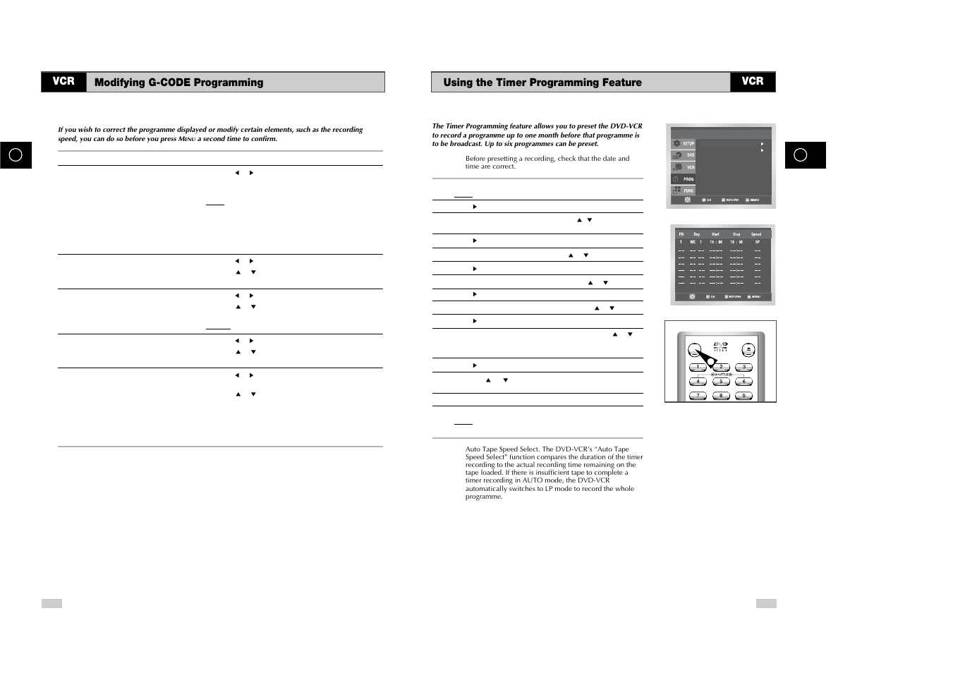 Using the timer programming feature, Modifying g-code programming | Samsung DVD-V85 User Manual | Page 19 / 37