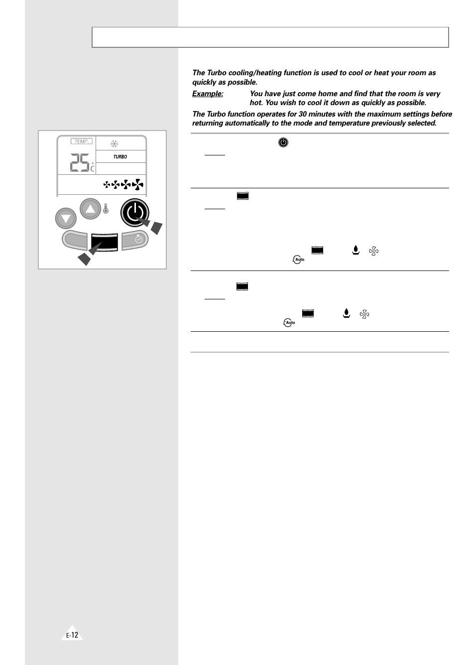 Changing the room temperature quickly | Samsung AQT18A1(A2)QE/B User Manual | Page 12 / 26