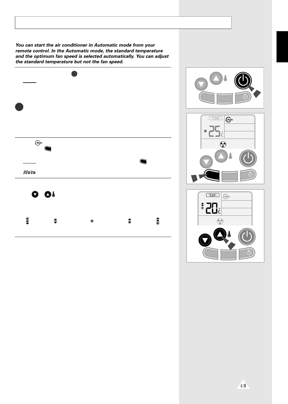 Selecting the automatic operating mode | Samsung AQT18A1(A2)QE/B User Manual | Page 9 / 26