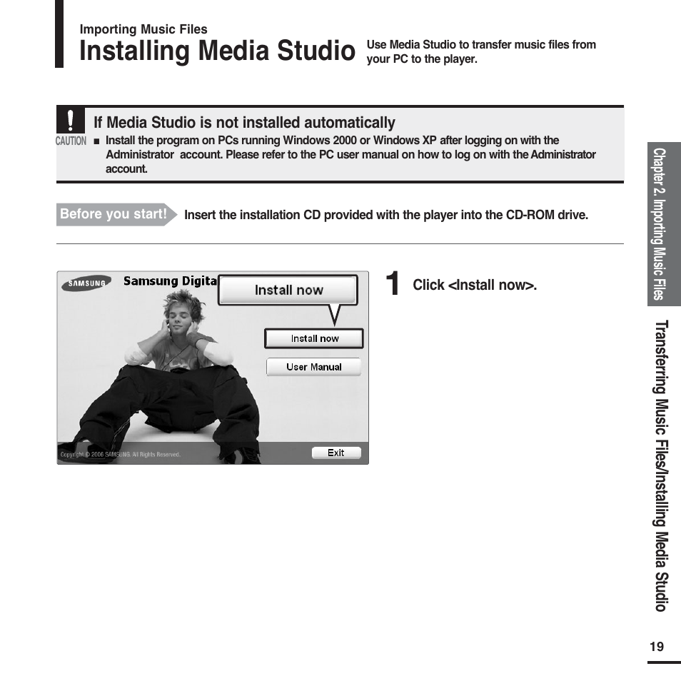 Installing media studio | Samsung YP-F2 User Manual | Page 19 / 62