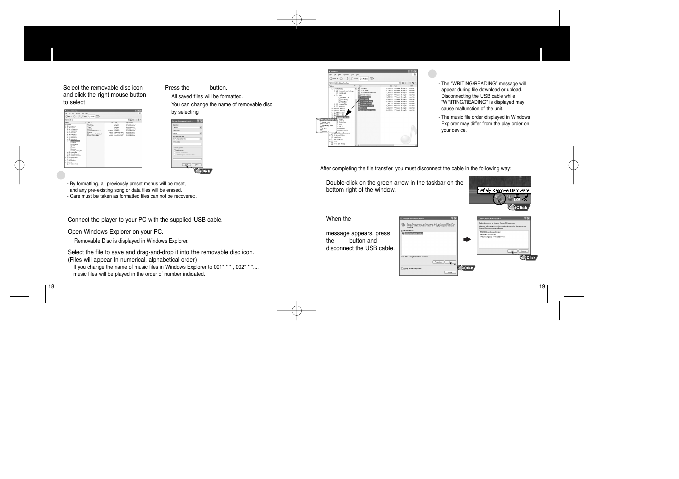 Using the removable storage(pc) | Samsung YP-MT6Z User Manual | Page 10 / 29