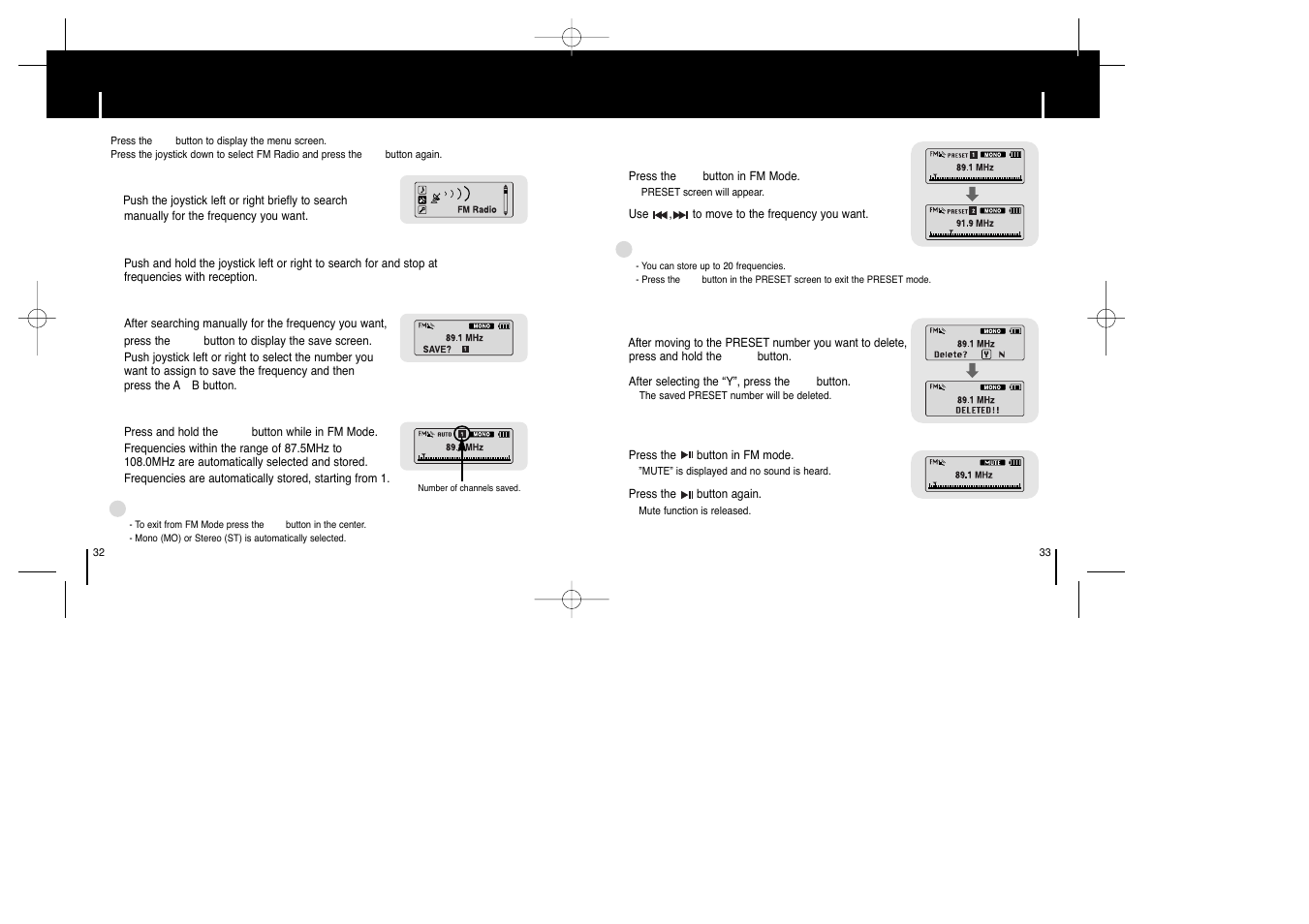 Listening to fm radio | Samsung YP-MT6Z User Manual | Page 17 / 29