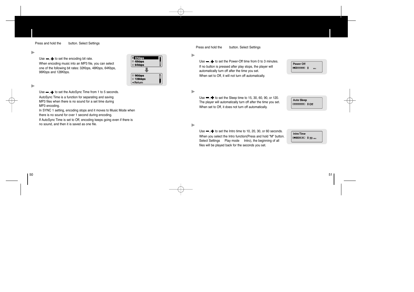 Time settings record settings | Samsung YP-MT6Z User Manual | Page 26 / 29