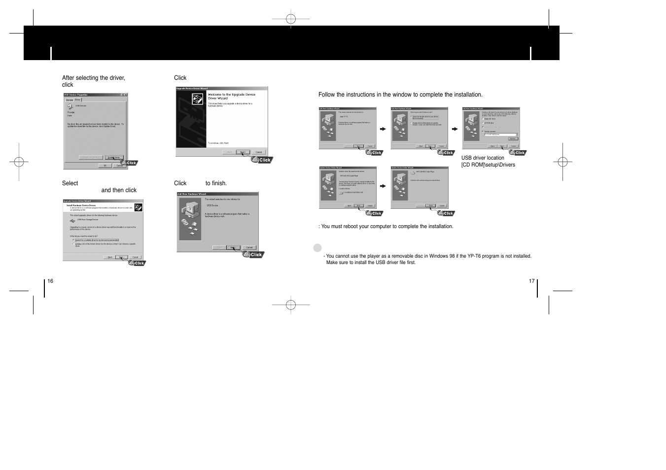 Manual installation of usb driver | Samsung YP-MT6Z User Manual | Page 9 / 29