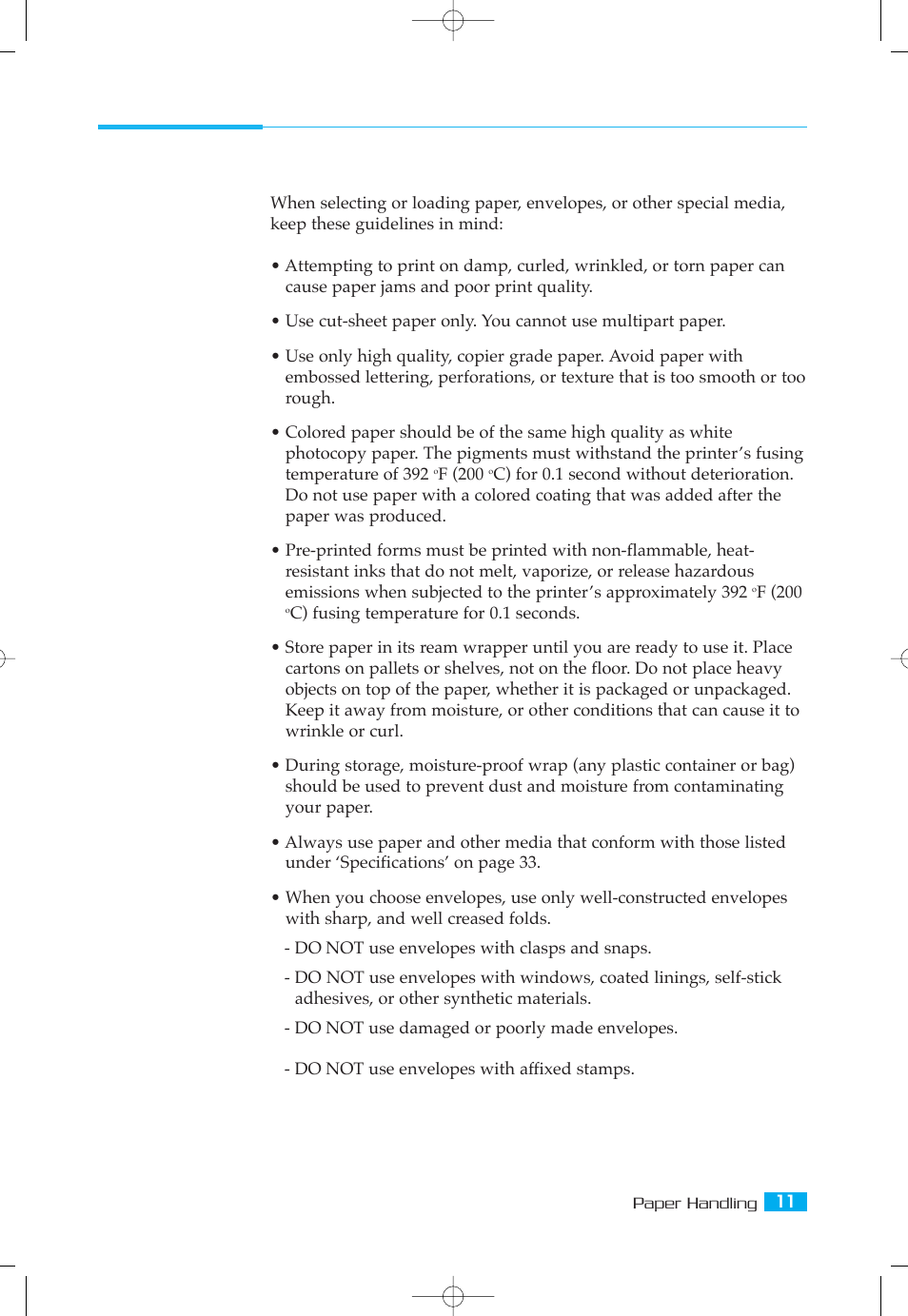Paper guidelines | Samsung ML-5050G User Manual | Page 16 / 39