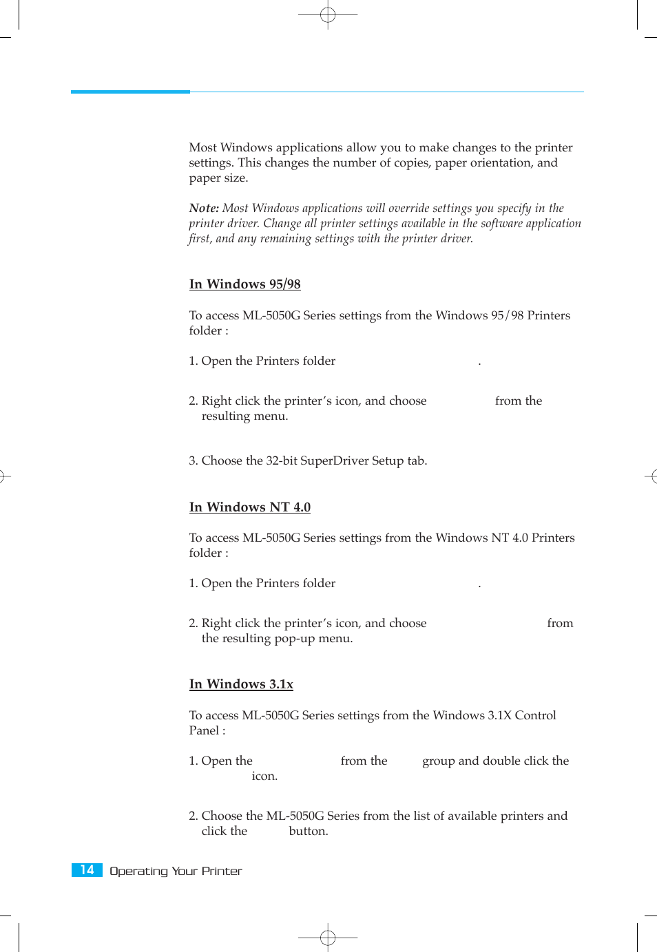 Print settings | Samsung ML-5050G User Manual | Page 19 / 39