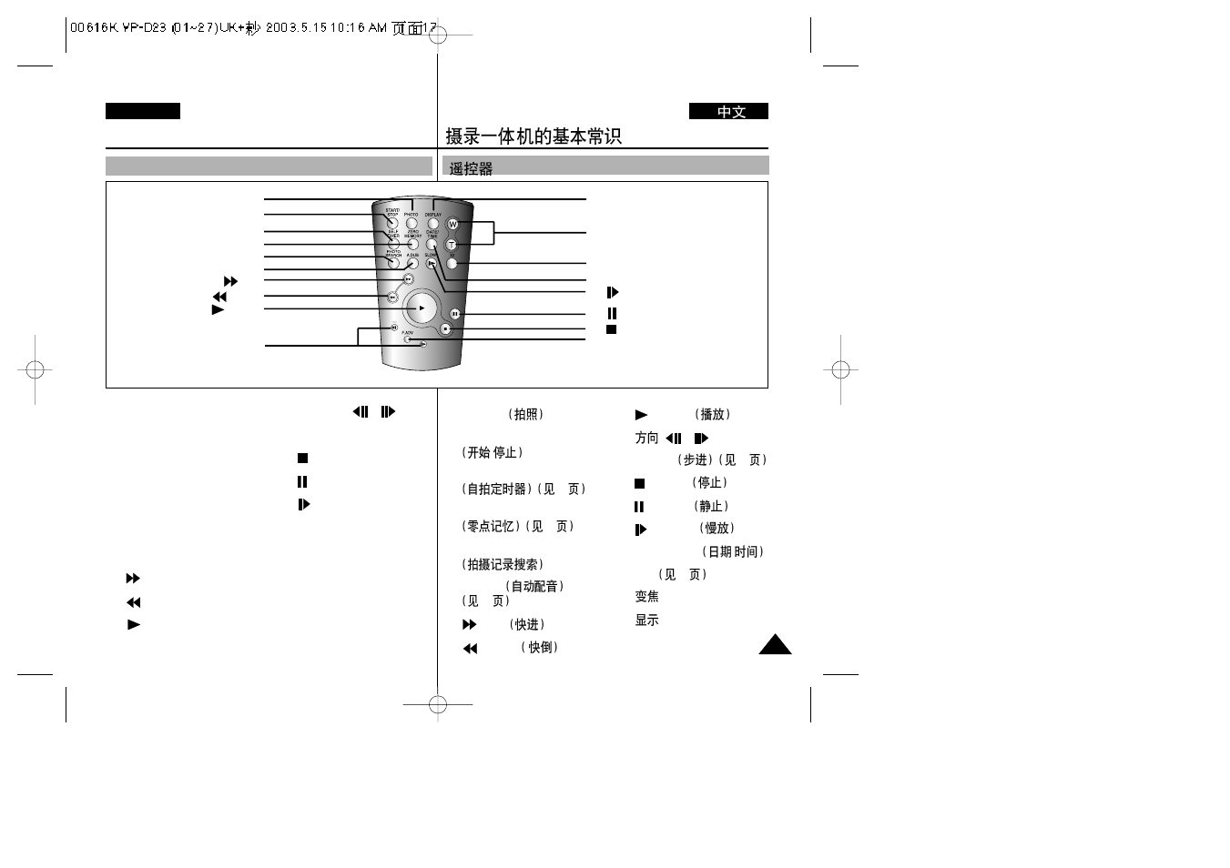 Getting to know your camcorder | Samsung VP-D23i  EN User Manual | Page 17 / 106