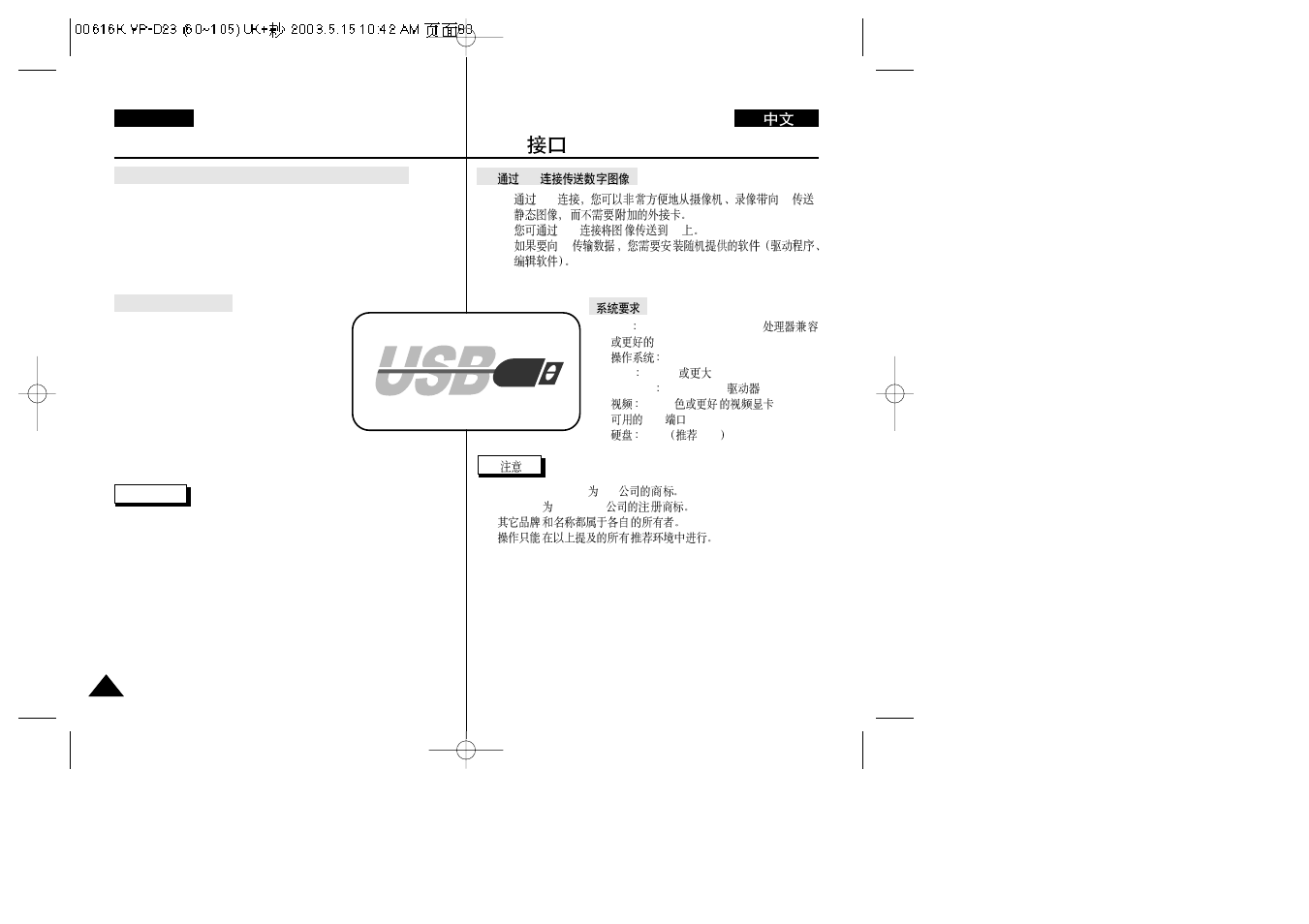 Usb interface, English | Samsung VP-D23i  EN User Manual | Page 80 / 106