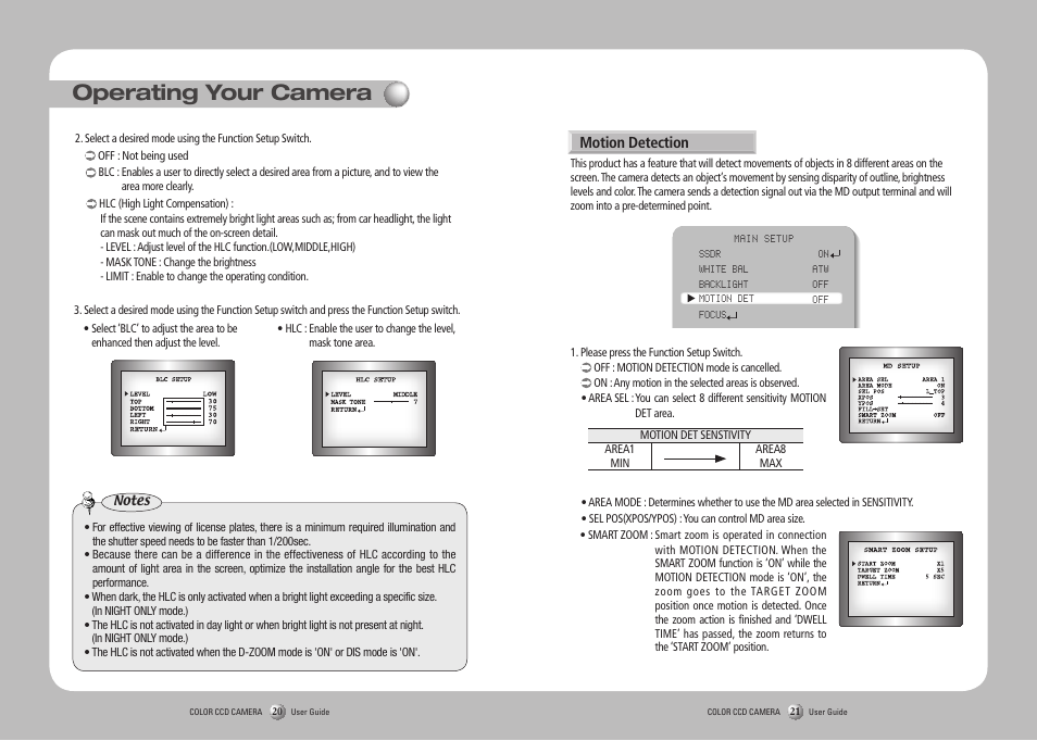 Operating your camera | Samsung SCO-2120R User Manual | Page 11 / 25