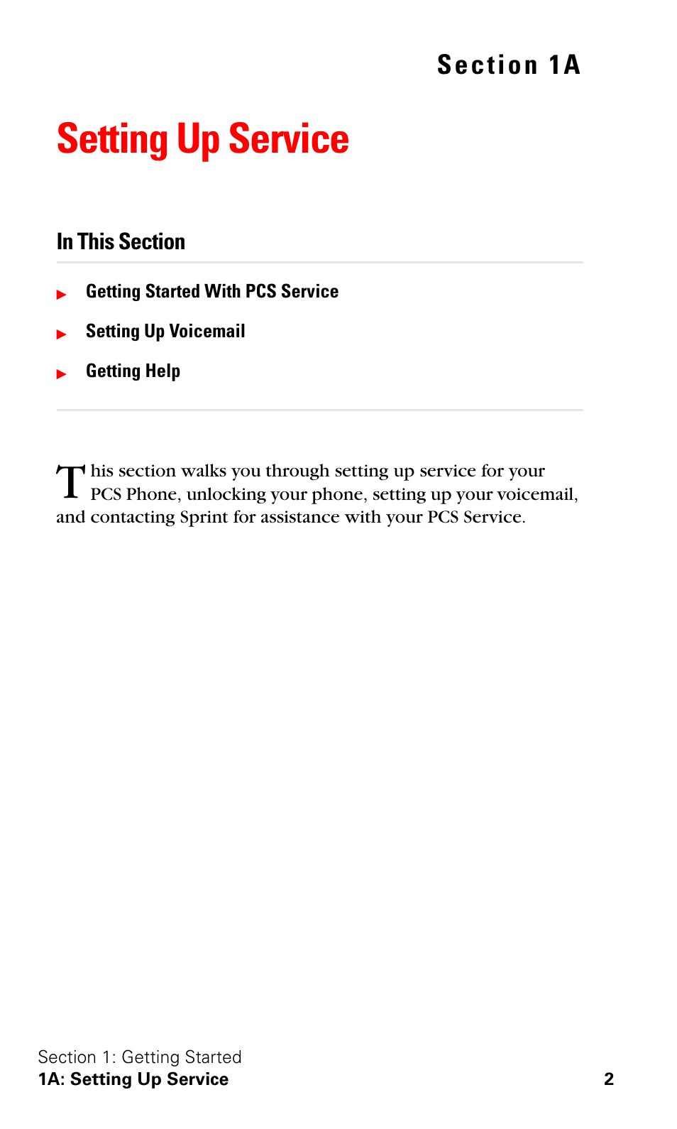 Setting up service, 1a. setting up service | Samsung VGA1000 User Manual | Page 10 / 182