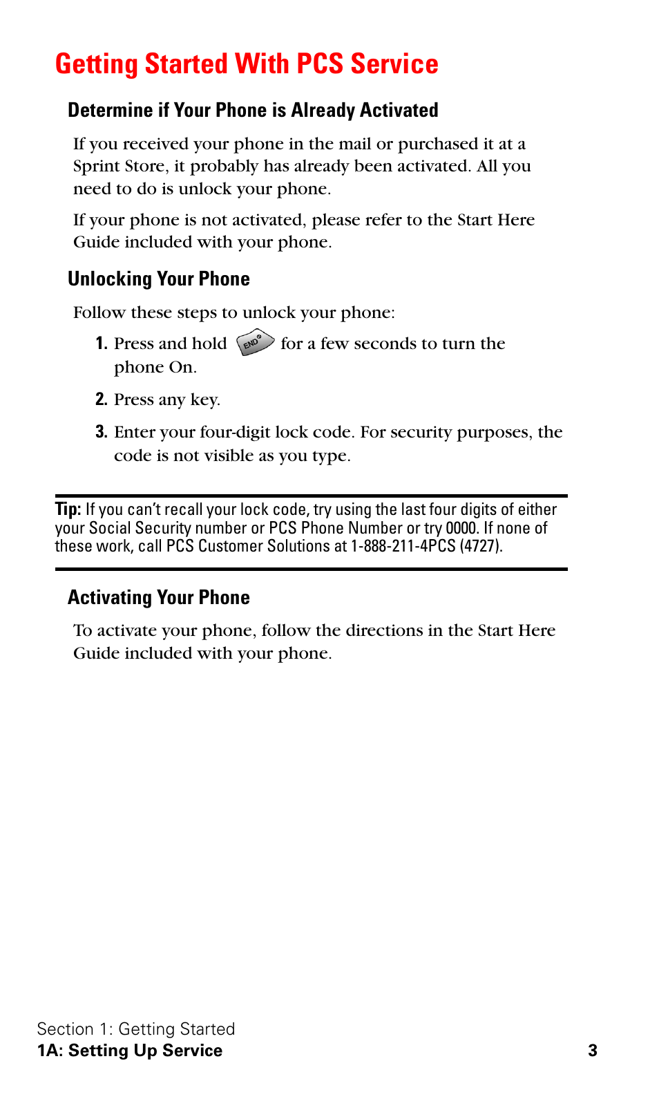 Getting started with pcs service | Samsung VGA1000 User Manual | Page 11 / 182