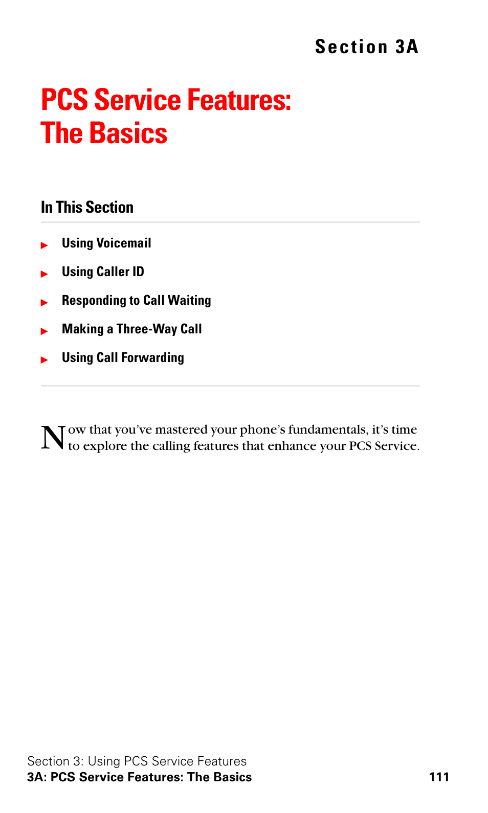 Pcs service features: the basics, 3a. pcs service features: the basics | Samsung VGA1000 User Manual | Page 119 / 182