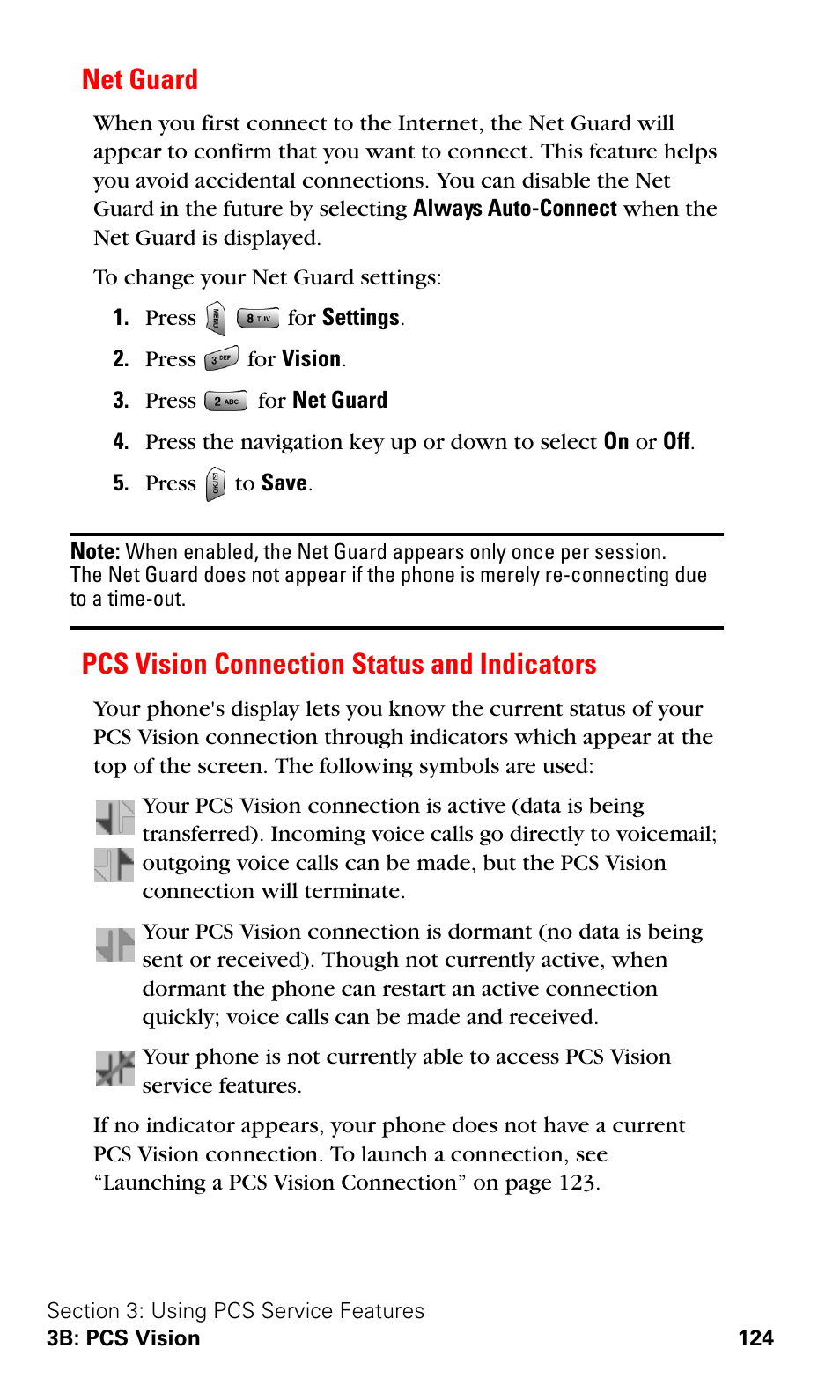 Net guard, Pcs vision connection status and indicators | Samsung VGA1000 User Manual | Page 132 / 182