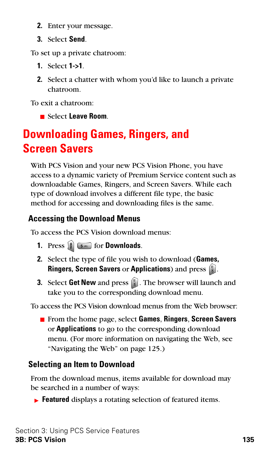 Downloading games, ringers, and screen savers | Samsung VGA1000 User Manual | Page 143 / 182