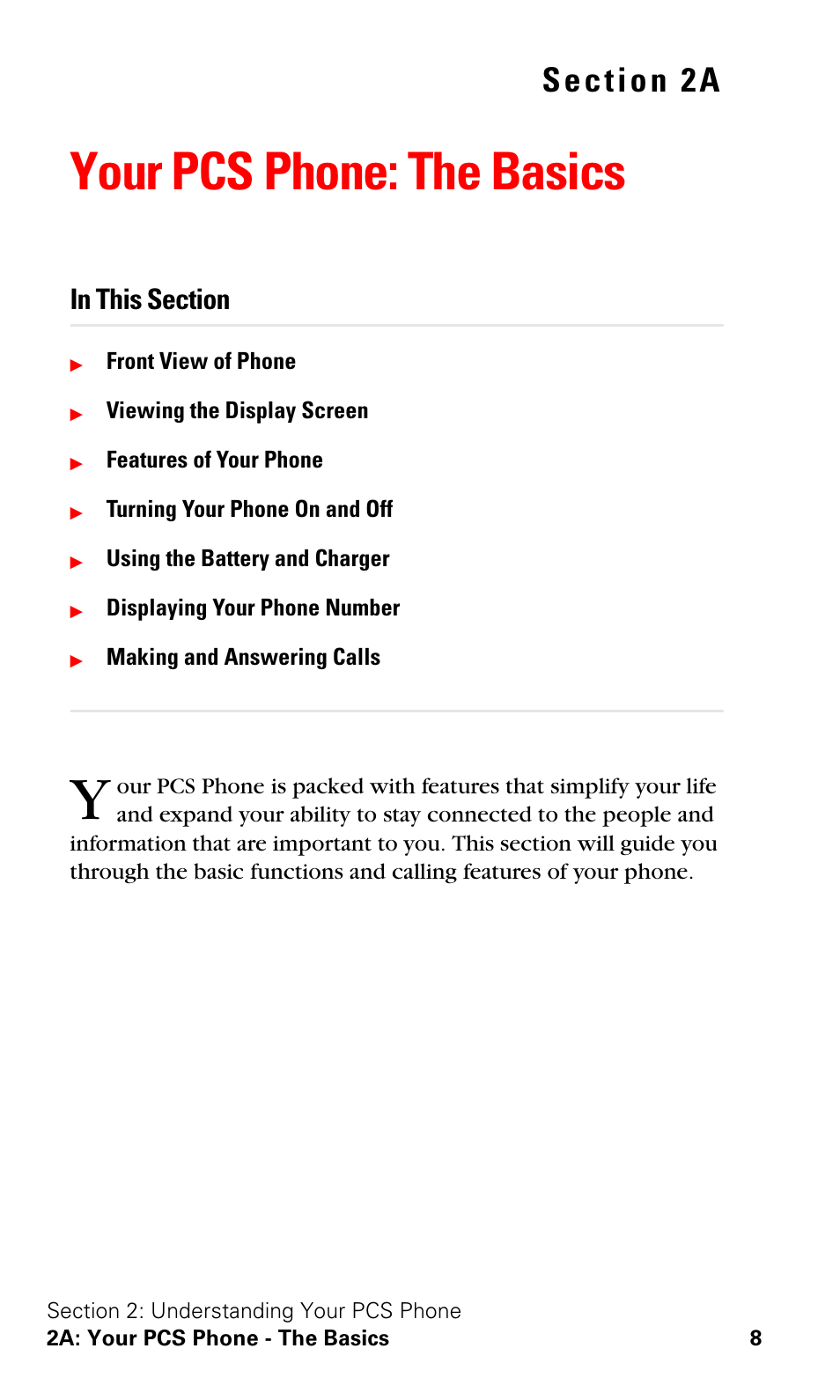 Your pcs phone: the basics, 2a. your pcs phone: the basics | Samsung VGA1000 User Manual | Page 16 / 182