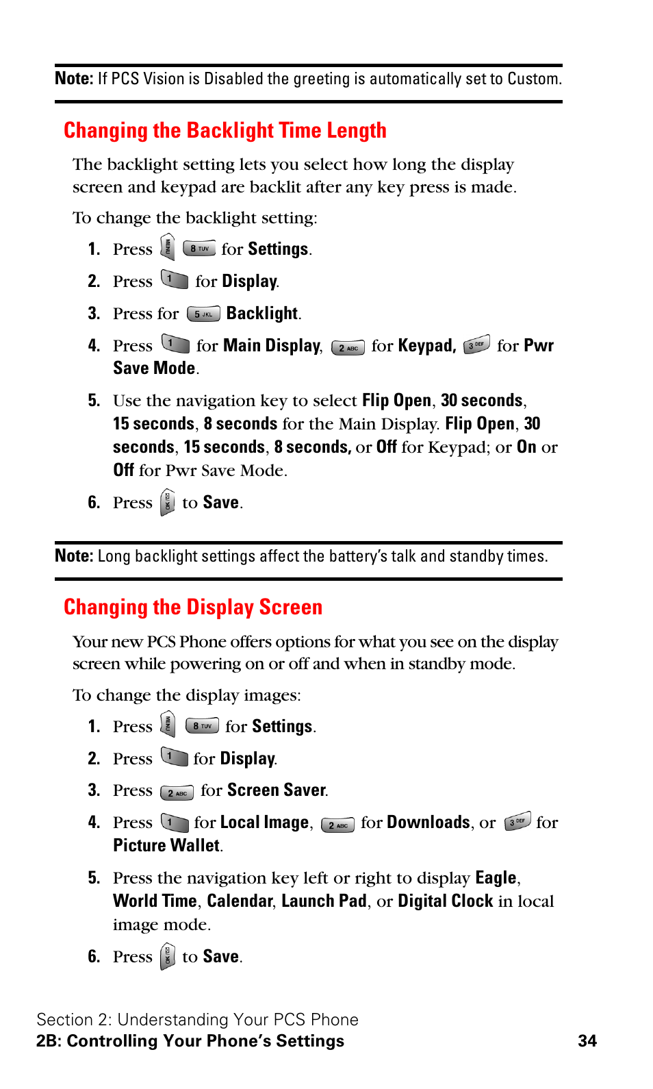 Changing the backlight time length, Changing the display screen | Samsung VGA1000 User Manual | Page 42 / 182