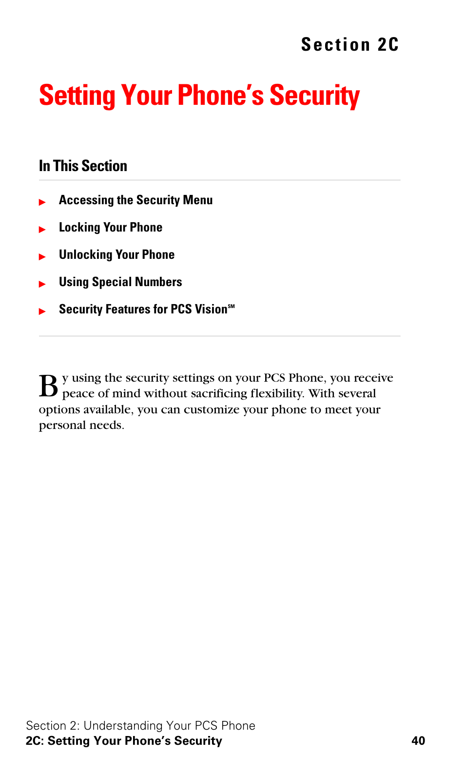 Setting your phone’s security, 2c. setting your phone’s security | Samsung VGA1000 User Manual | Page 48 / 182