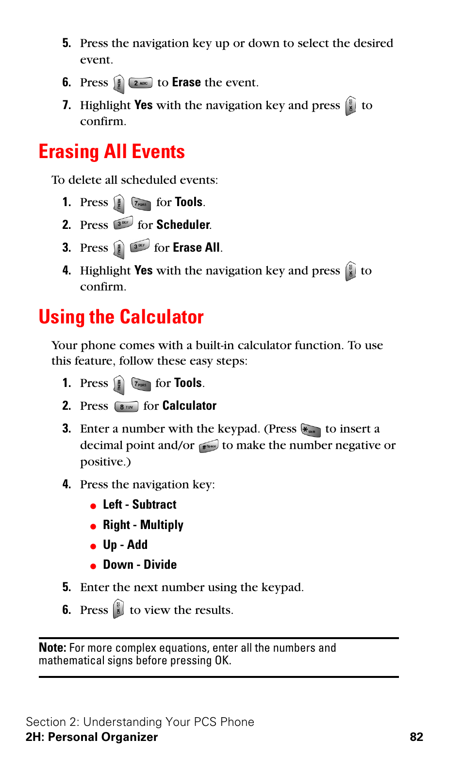 Erasing all events, Using the calculator, Erasing all events using the calculator | Samsung VGA1000 User Manual | Page 90 / 182