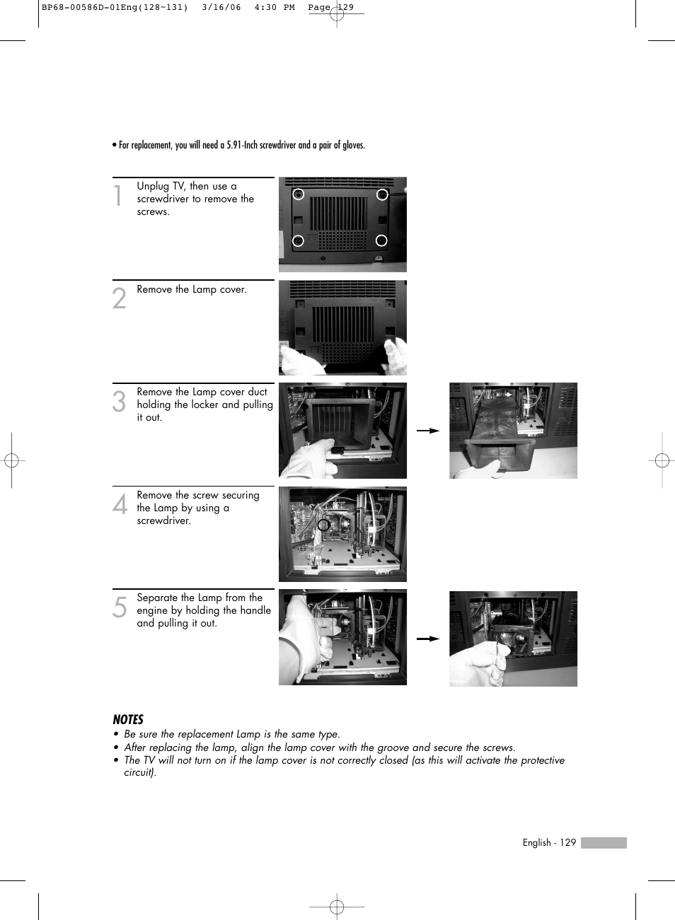 Samsung HL-S6166W User Manual | Page 129 / 132