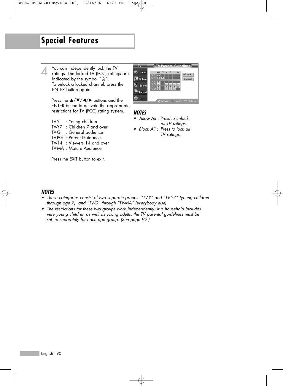 Special features | Samsung HL-S6166W User Manual | Page 90 / 132