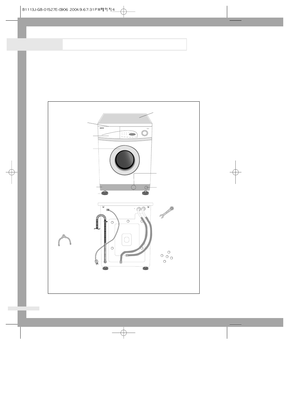 Installing the washing machine, Unpacking the washing machine, Overview of the washing machine | Samsung B1113J B913J User Manual | Page 6 / 23