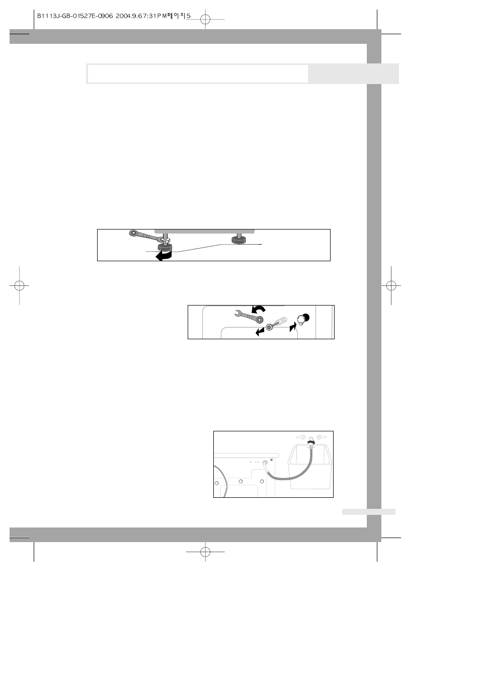 Selecting a location, Adjusting the leveling feet, Removing the transit bolts | Connecting the water supply hose, Installing the washing machine | Samsung B1113J B913J User Manual | Page 7 / 23