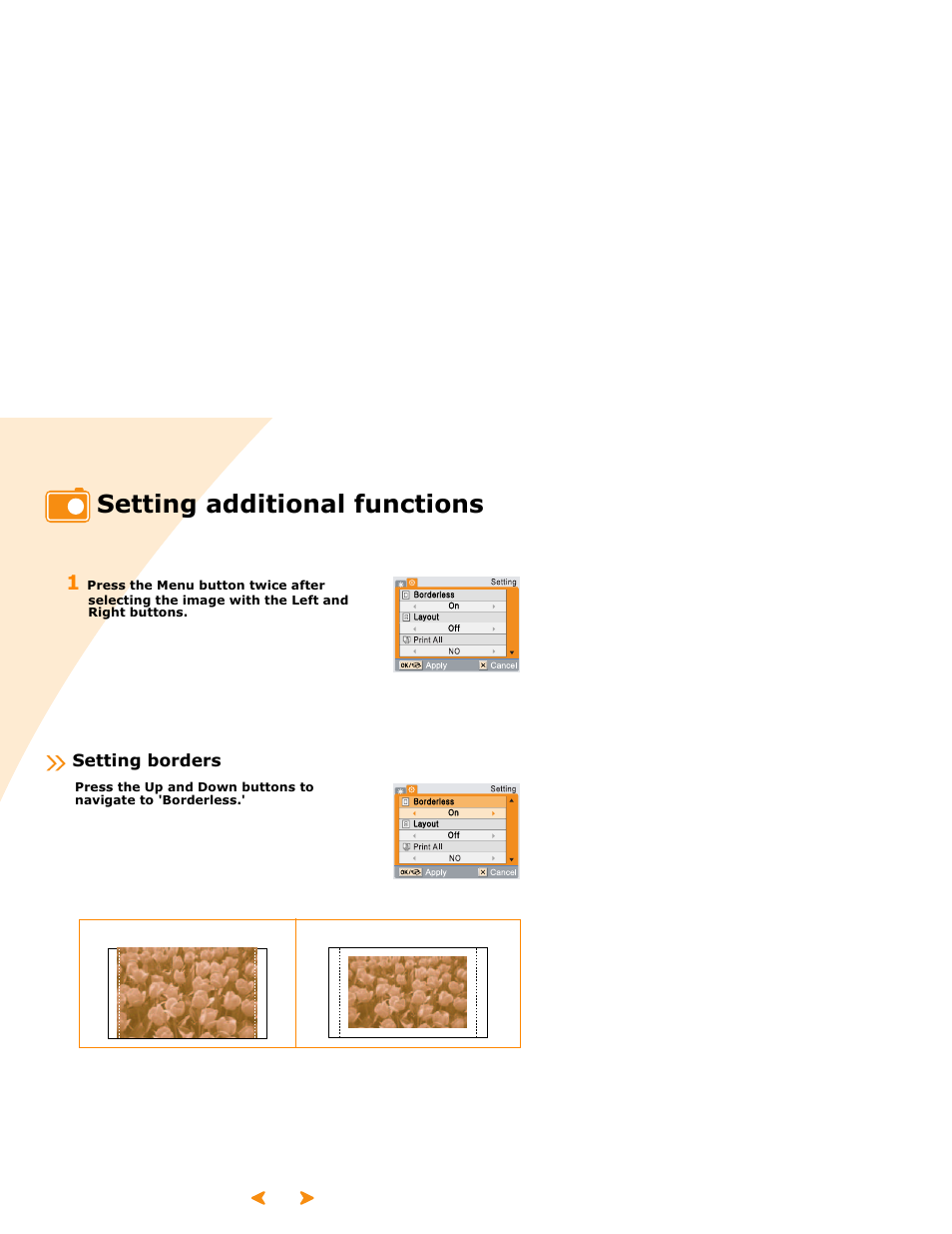 Setting additional functions, Setting borders | Samsung SPP 2040 User Manual | Page 28 / 81