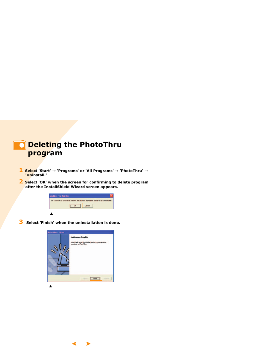 Deleting the photothru program | Samsung SPP 2040 User Manual | Page 43 / 81