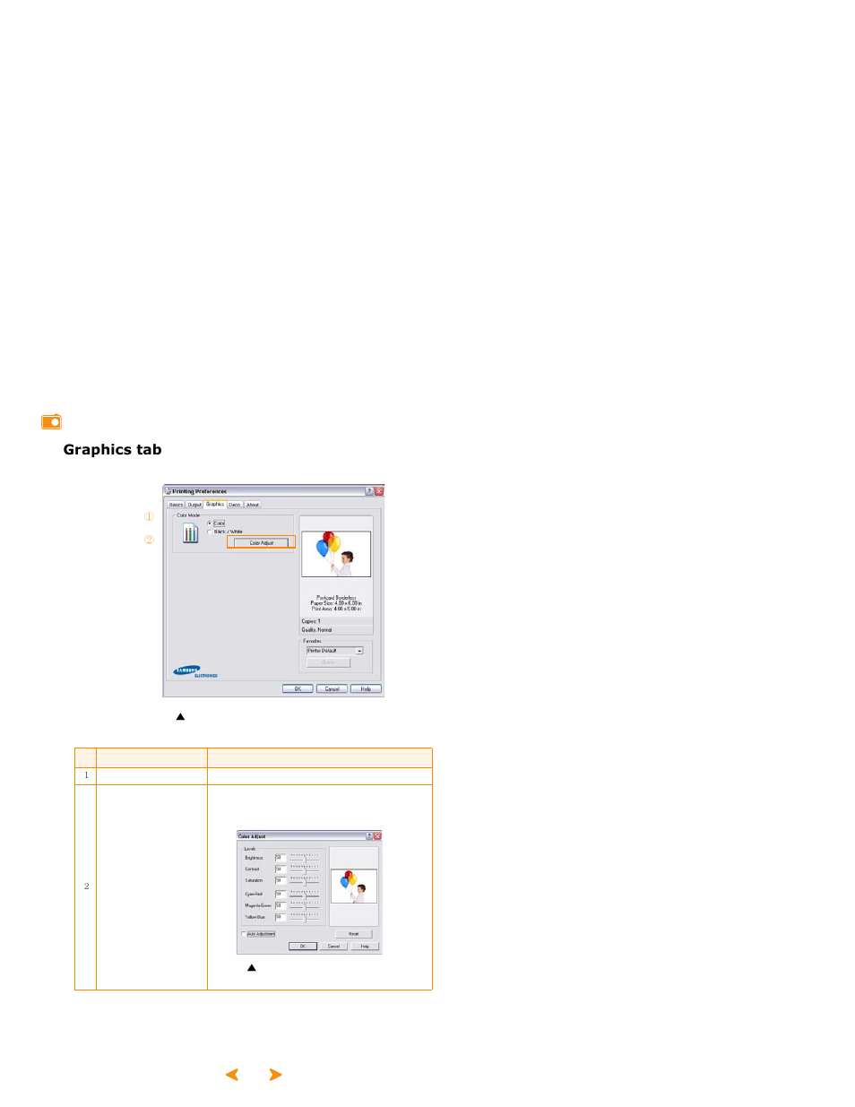 Graphics tab | Samsung SPP 2040 User Manual | Page 50 / 81