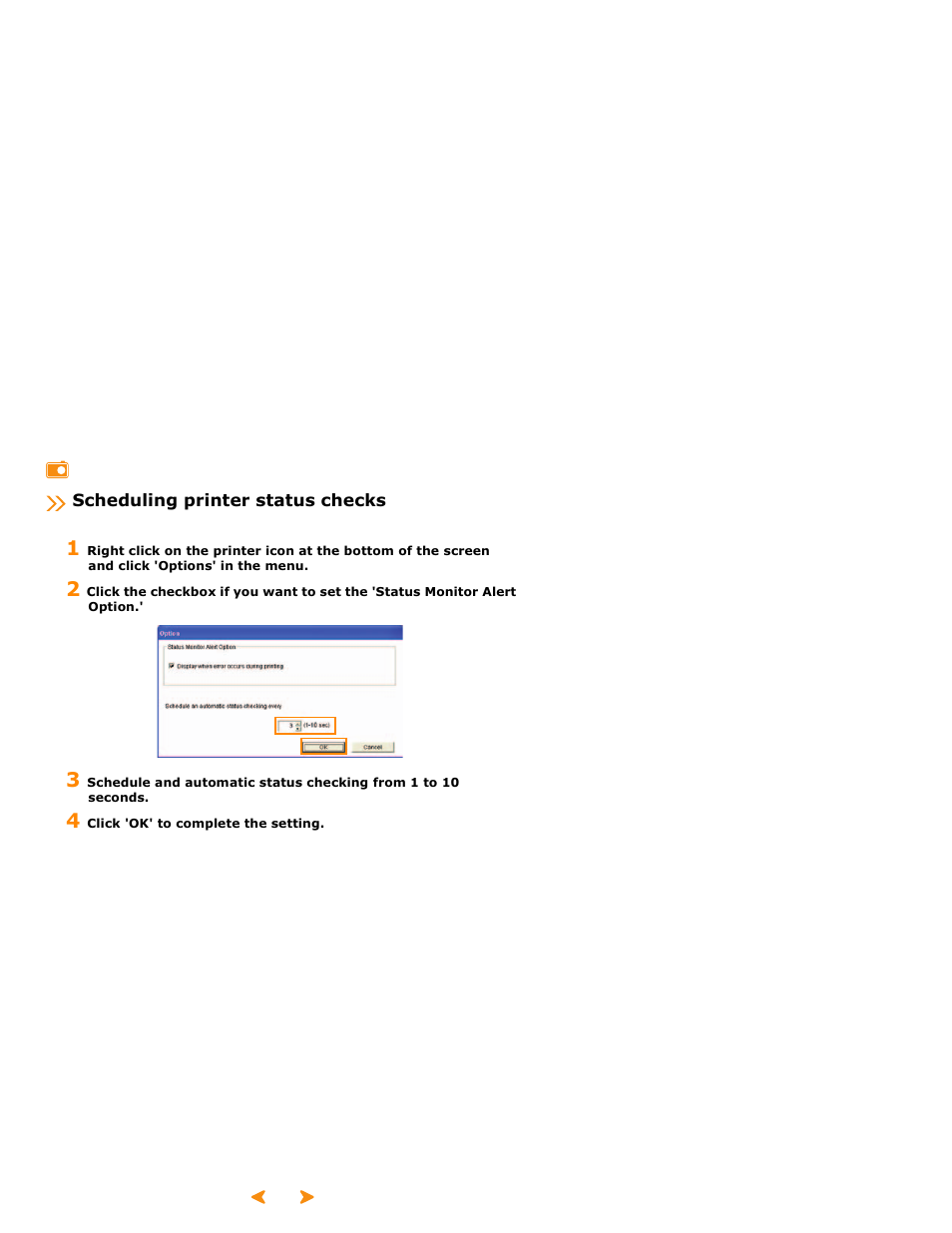 Scheduling printer status checks | Samsung SPP 2040 User Manual | Page 74 / 81