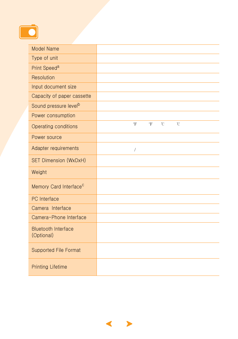 Specifications | Samsung SPP 2040 User Manual | Page 75 / 81