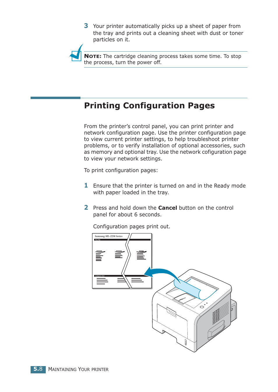 Printing configuration pages | Samsung ML-2251NP User Manual | Page 113 / 203