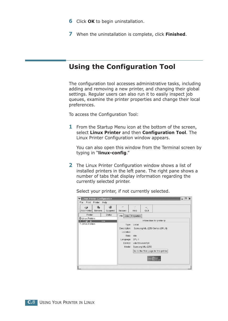 Using the configuration tool | Samsung ML-2251NP User Manual | Page 161 / 203
