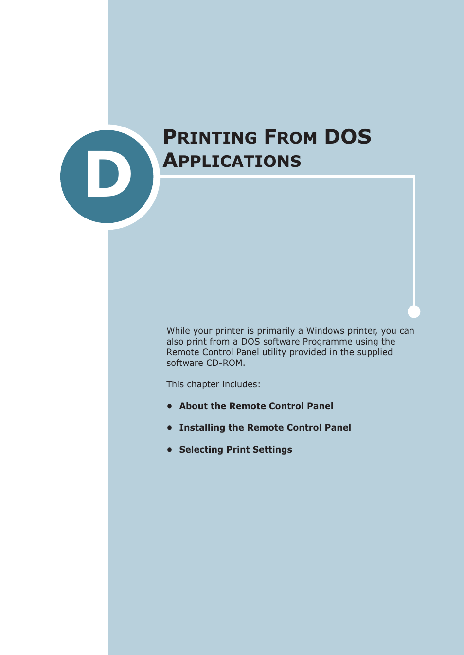 Printing from dos applications, Appendix d, Rinting | Dos a, Pplications | Samsung ML-2251NP User Manual | Page 166 / 203