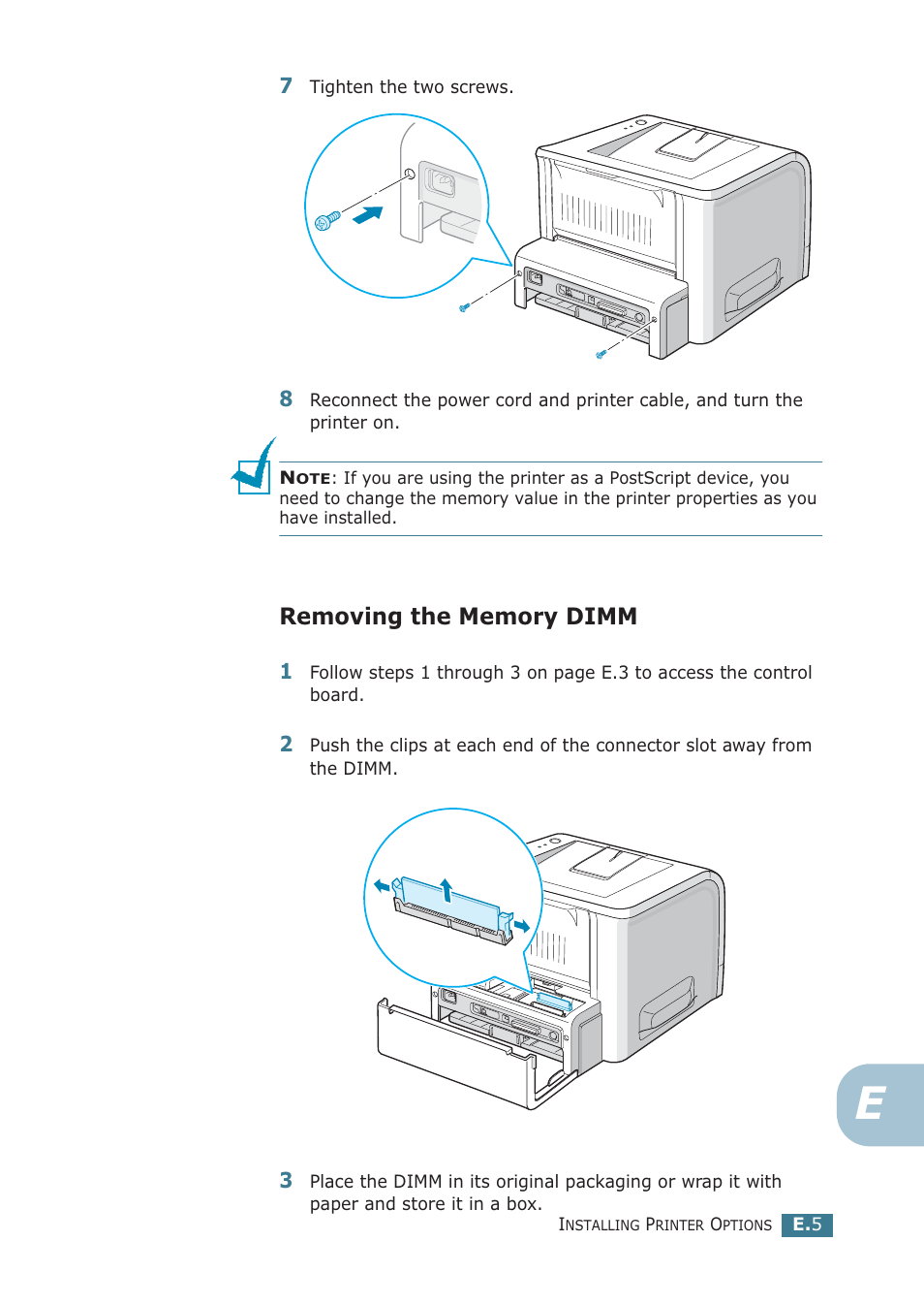 Removing the memory dimm | Samsung ML-2251NP User Manual | Page 182 / 203