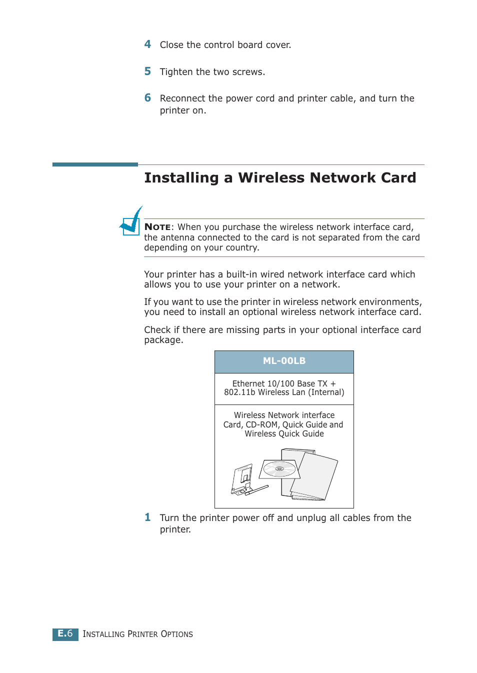 Installing a wireless network card | Samsung ML-2251NP User Manual | Page 183 / 203