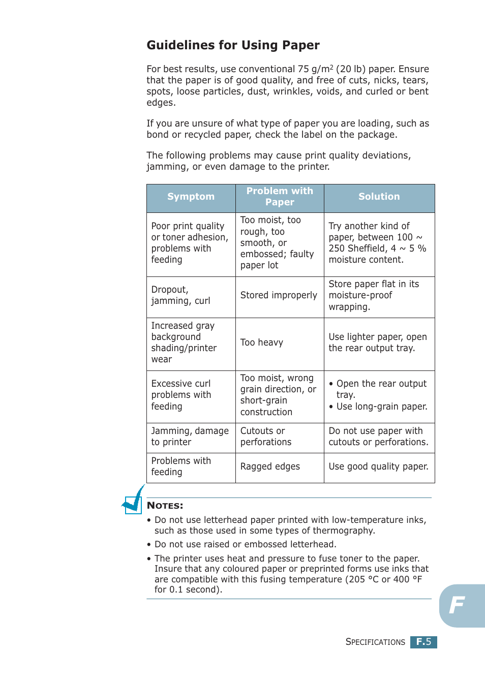 Guidelines for using paper | Samsung ML-2251NP User Manual | Page 194 / 203