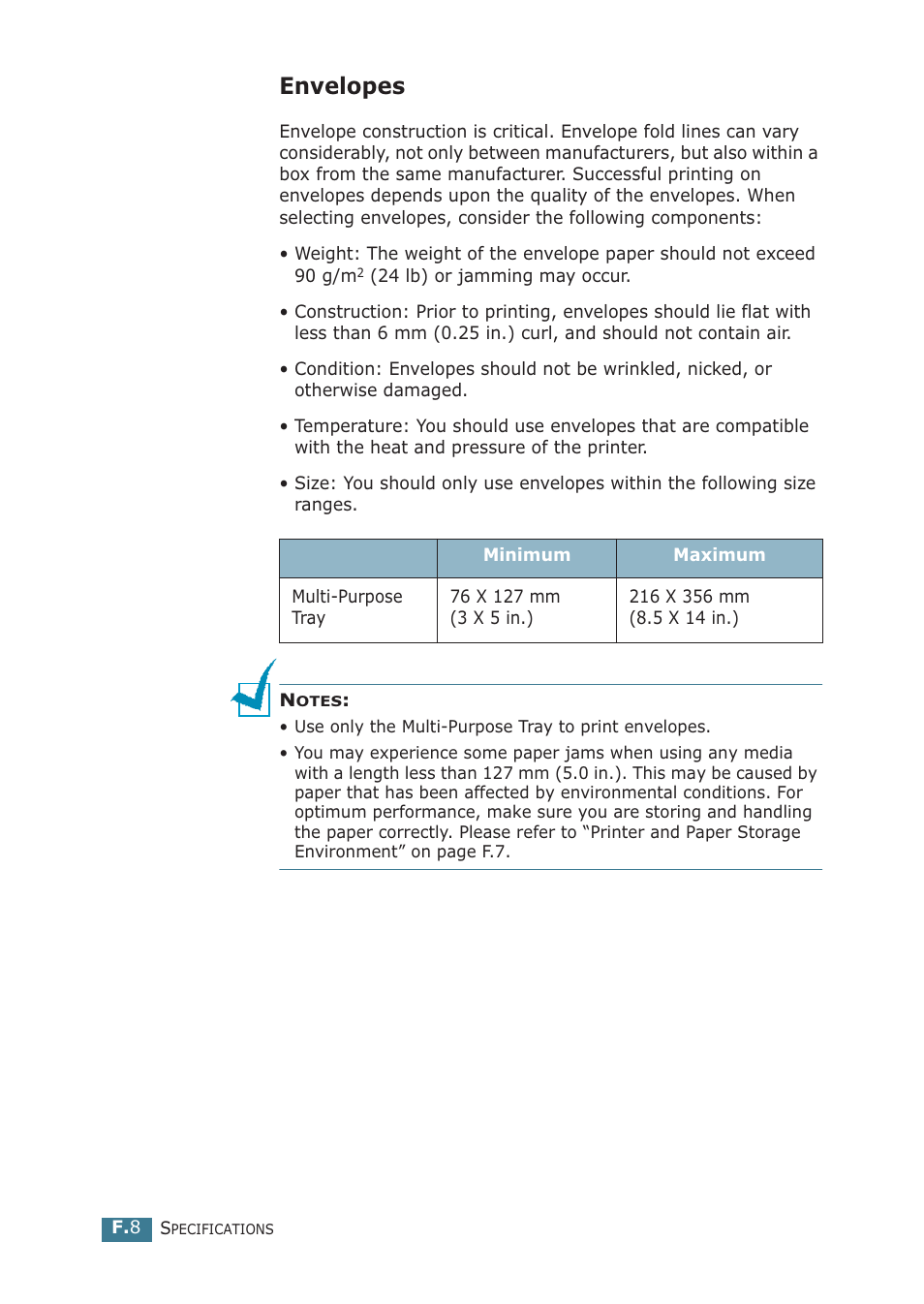 Envelopes | Samsung ML-2251NP User Manual | Page 197 / 203