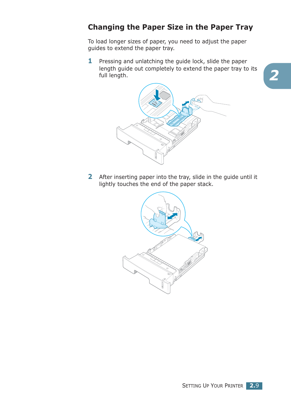 Changing the paper size in the paper tray | Samsung ML-2251NP User Manual | Page 34 / 203