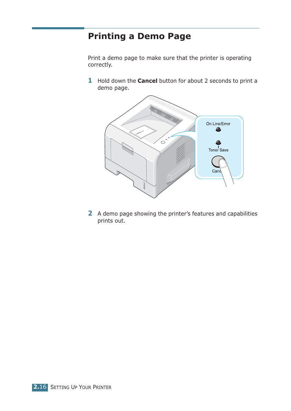 Printing a demo page | Samsung ML-2251NP User Manual | Page 41 / 203