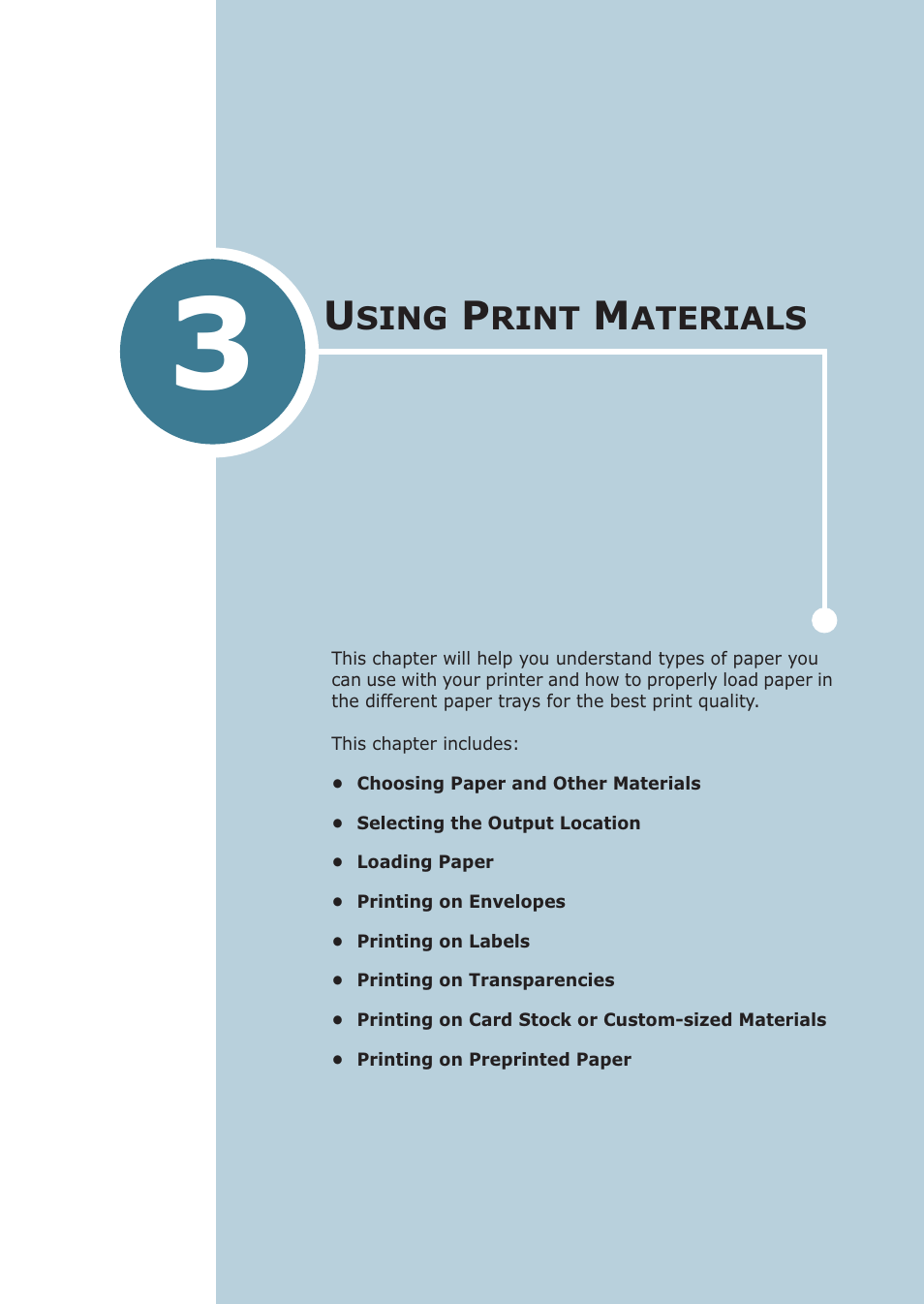 Using print materials, Chapter 3, Sing | Rint, Aterials | Samsung ML-2251NP User Manual | Page 52 / 203
