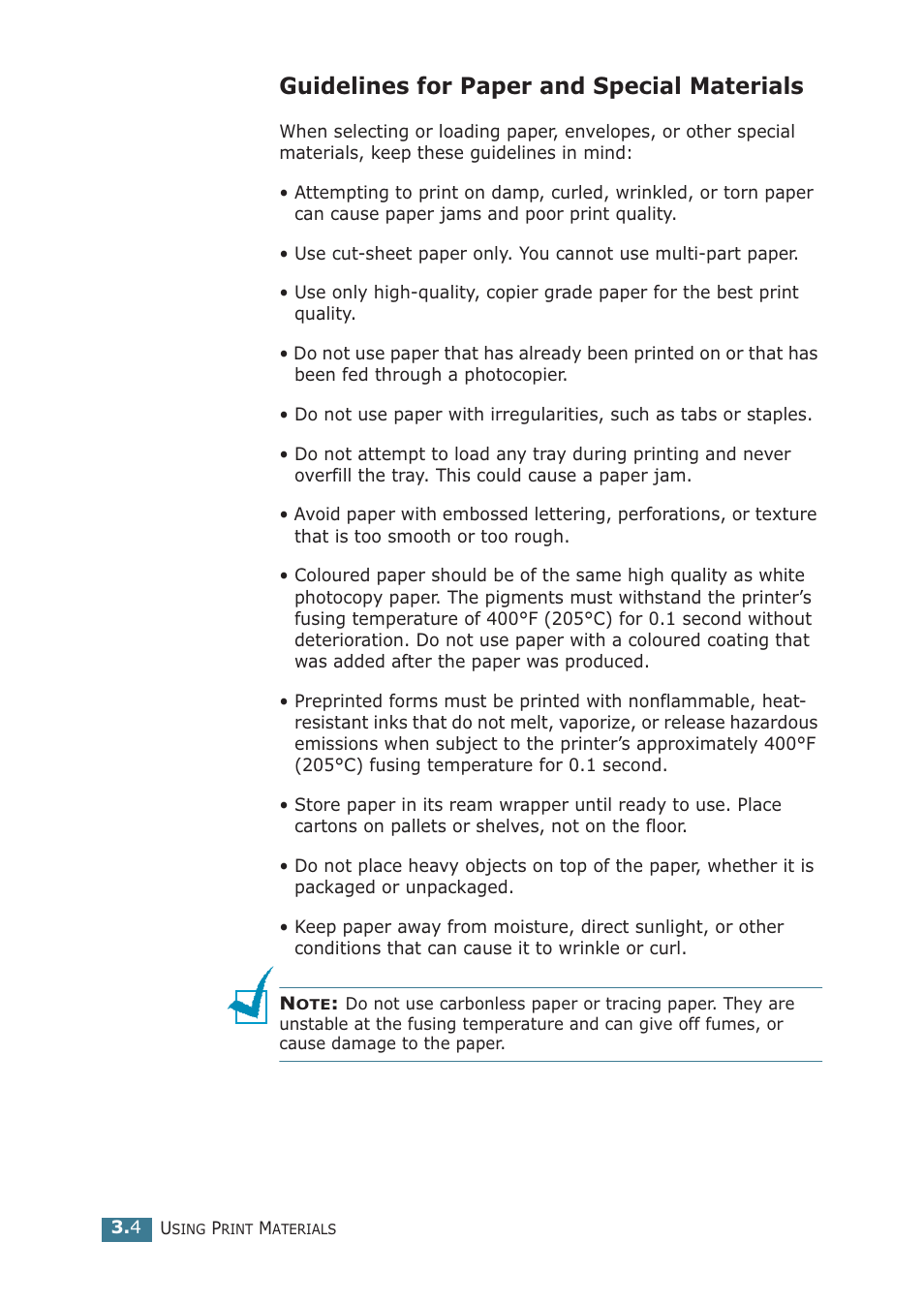 Guidelines for paper and special materials | Samsung ML-2251NP User Manual | Page 55 / 203