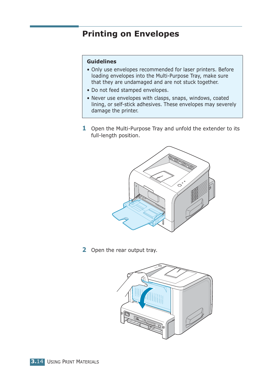 Printing on envelopes | Samsung ML-2251NP User Manual | Page 65 / 203