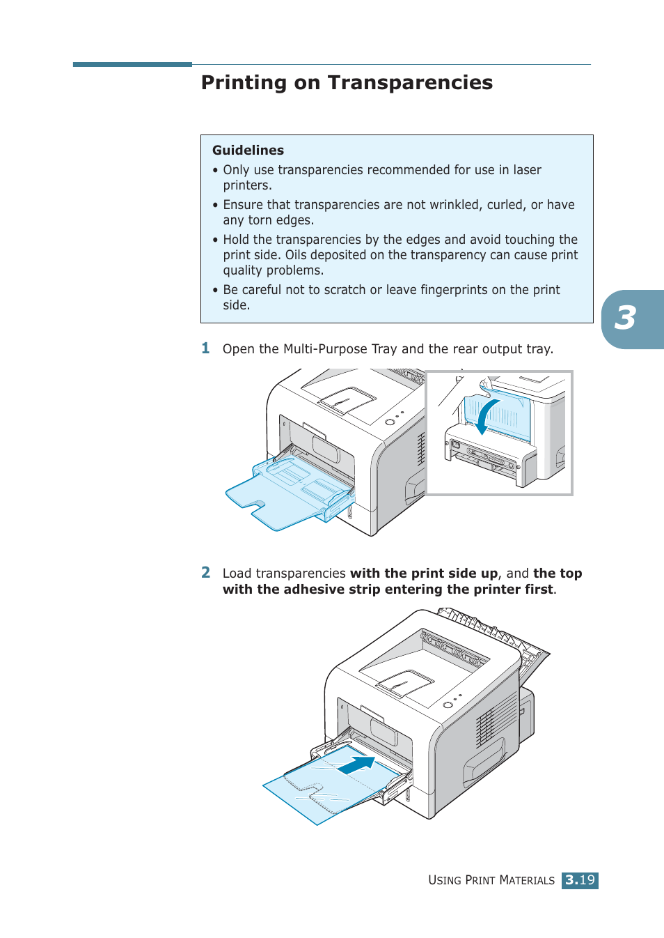 Printing on transparencies | Samsung ML-2251NP User Manual | Page 70 / 203