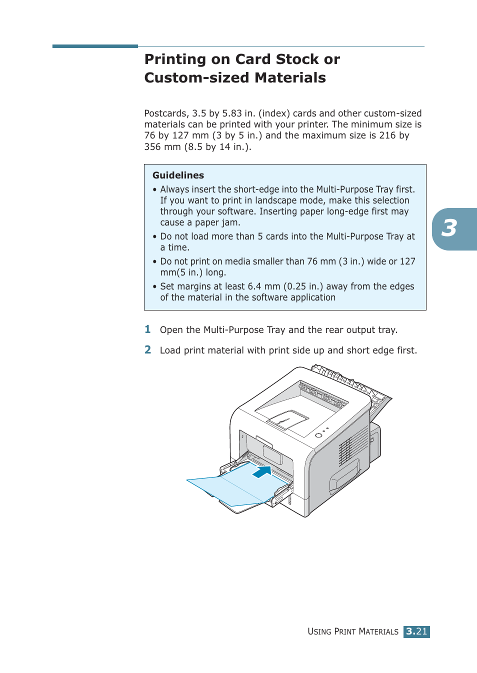 Printing on card stock or custom-sized materials | Samsung ML-2251NP User Manual | Page 72 / 203