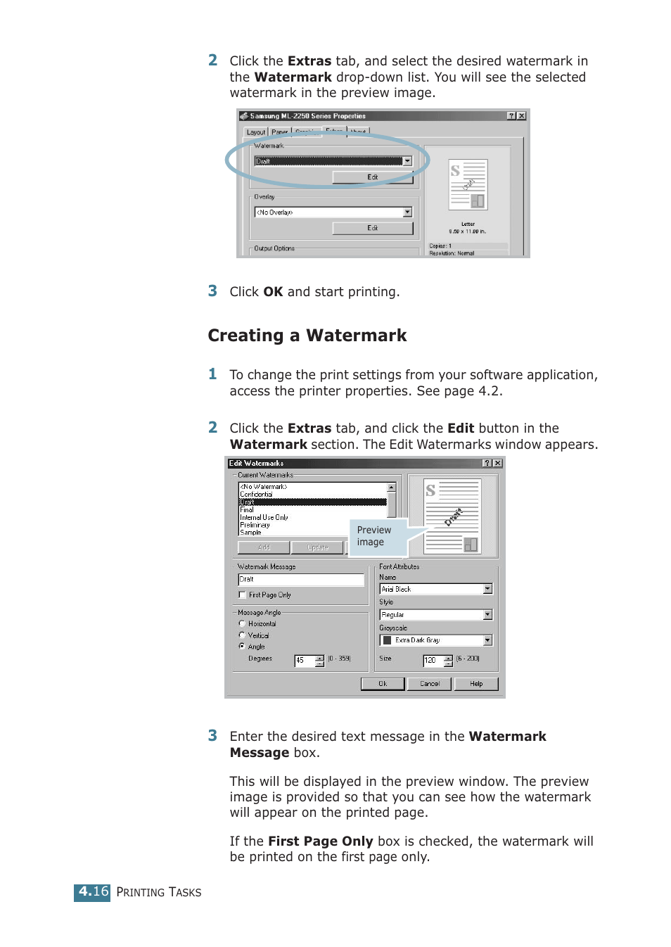 Creating a watermark | Samsung ML-2251NP User Manual | Page 91 / 203