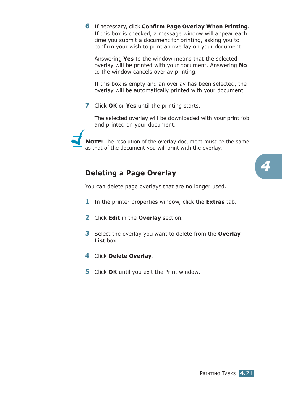 Deleting a page overlay | Samsung ML-2251NP User Manual | Page 96 / 203