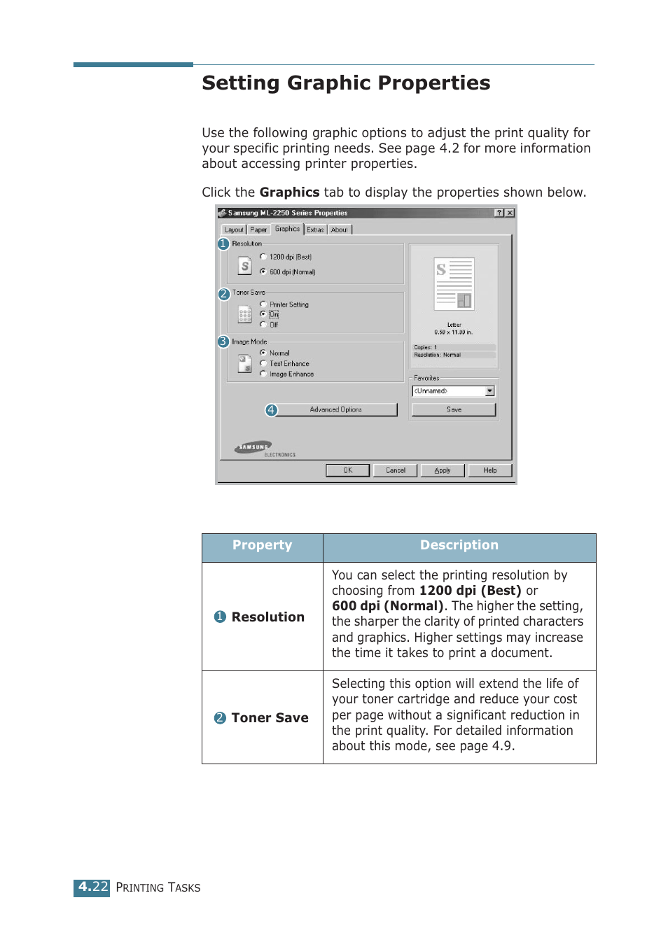 Setting graphic properties | Samsung ML-2251NP User Manual | Page 97 / 203
