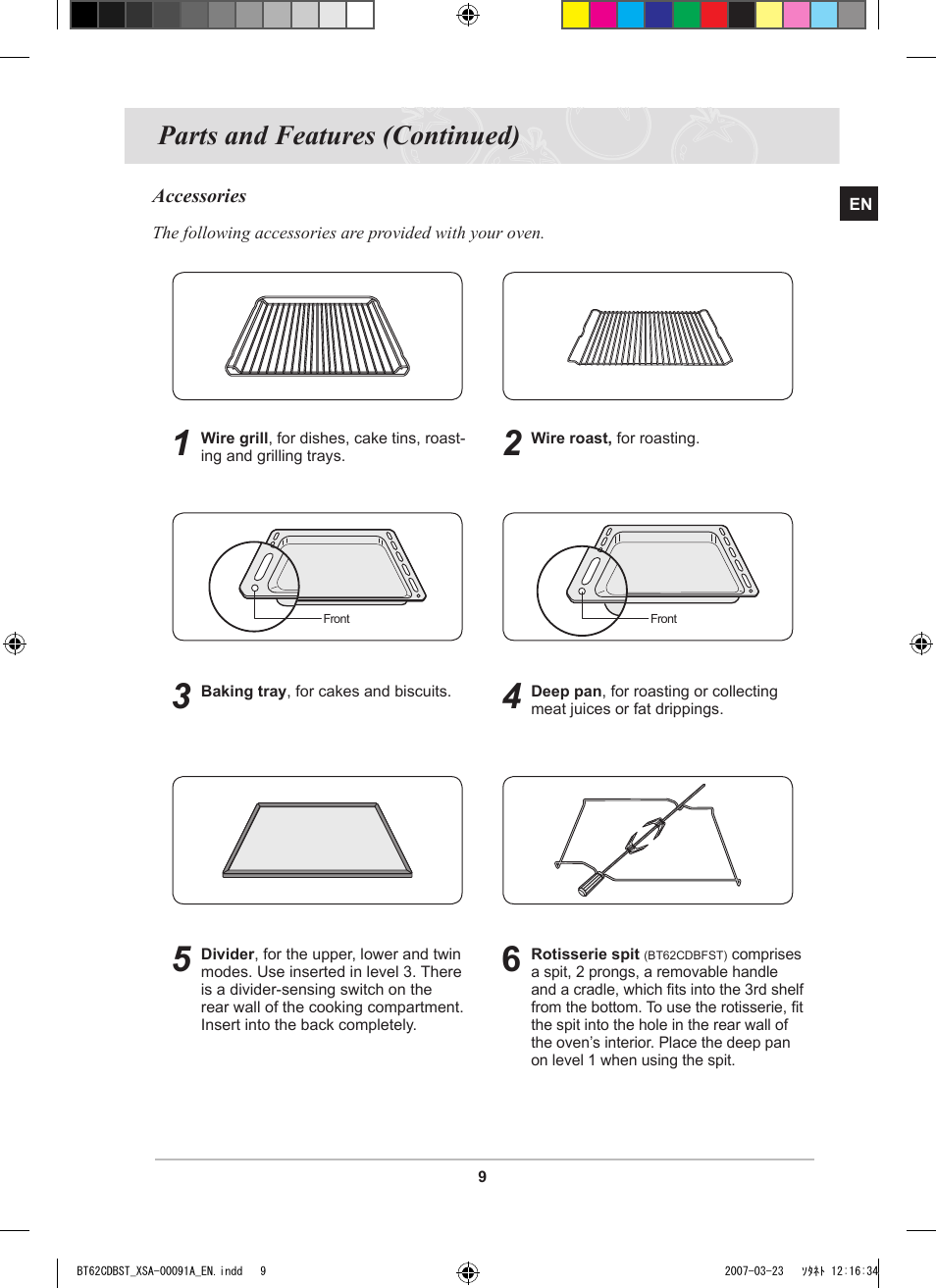 Parts and features (continued) | Samsung BT62CDBST User Manual | Page 11 / 52