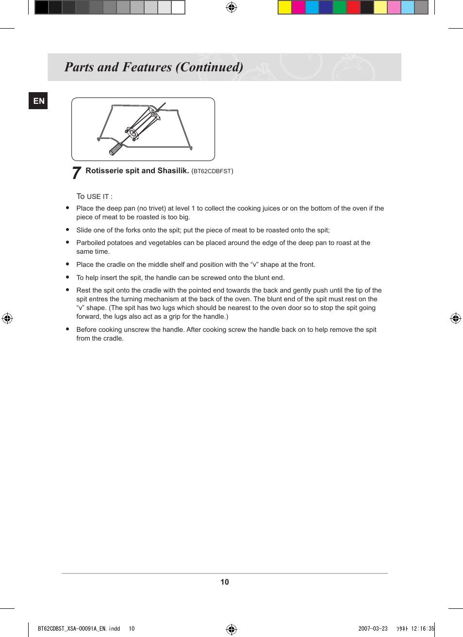 Parts and features (continued) | Samsung BT62CDBST User Manual | Page 12 / 52